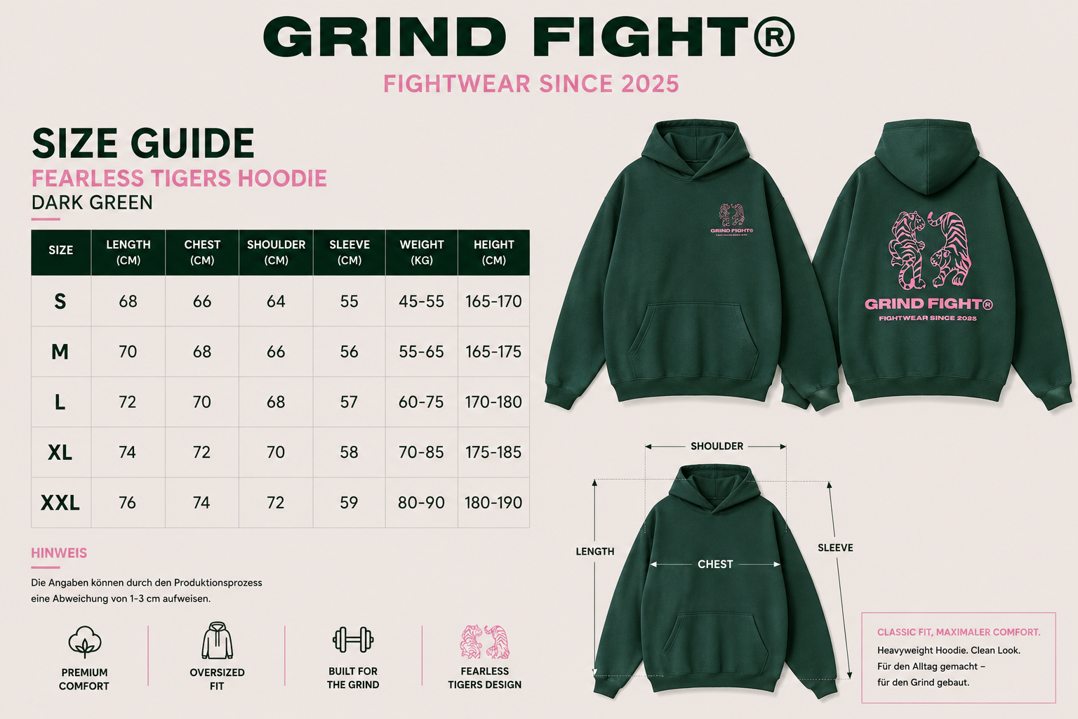 Hoodie "FEARLESS TIGERS" Dark Green Edition
