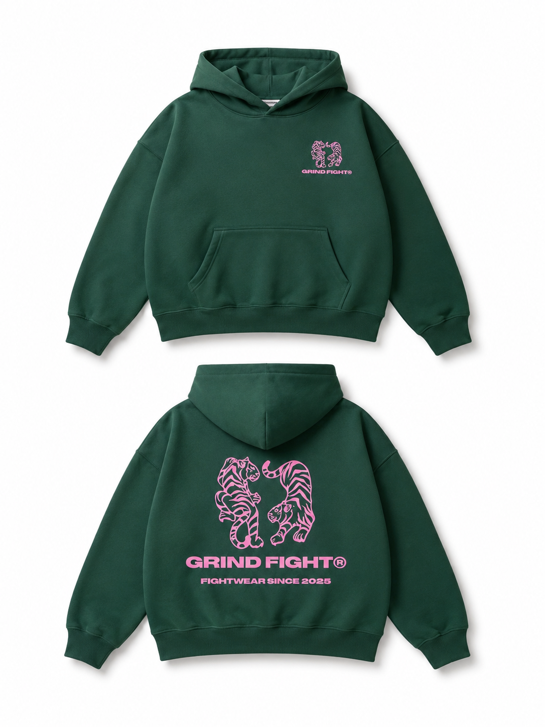 Hoodie "FEARLESS TIGERS" Dark Green Edition
